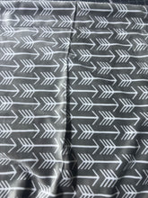 Load image into Gallery viewer, Gray and white arrows print on Rosewater llama (defect, crease) 58x60
