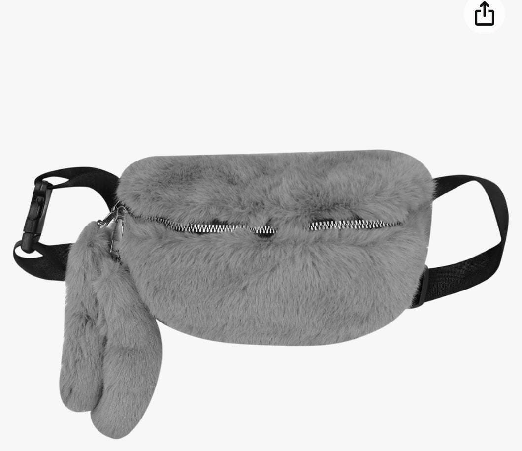 Minky Fur bumbag grey