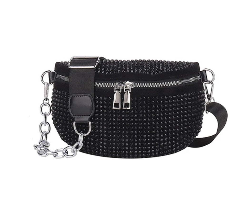 Black bling bum bag