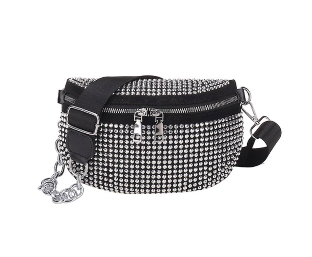 Silver bling bum bag