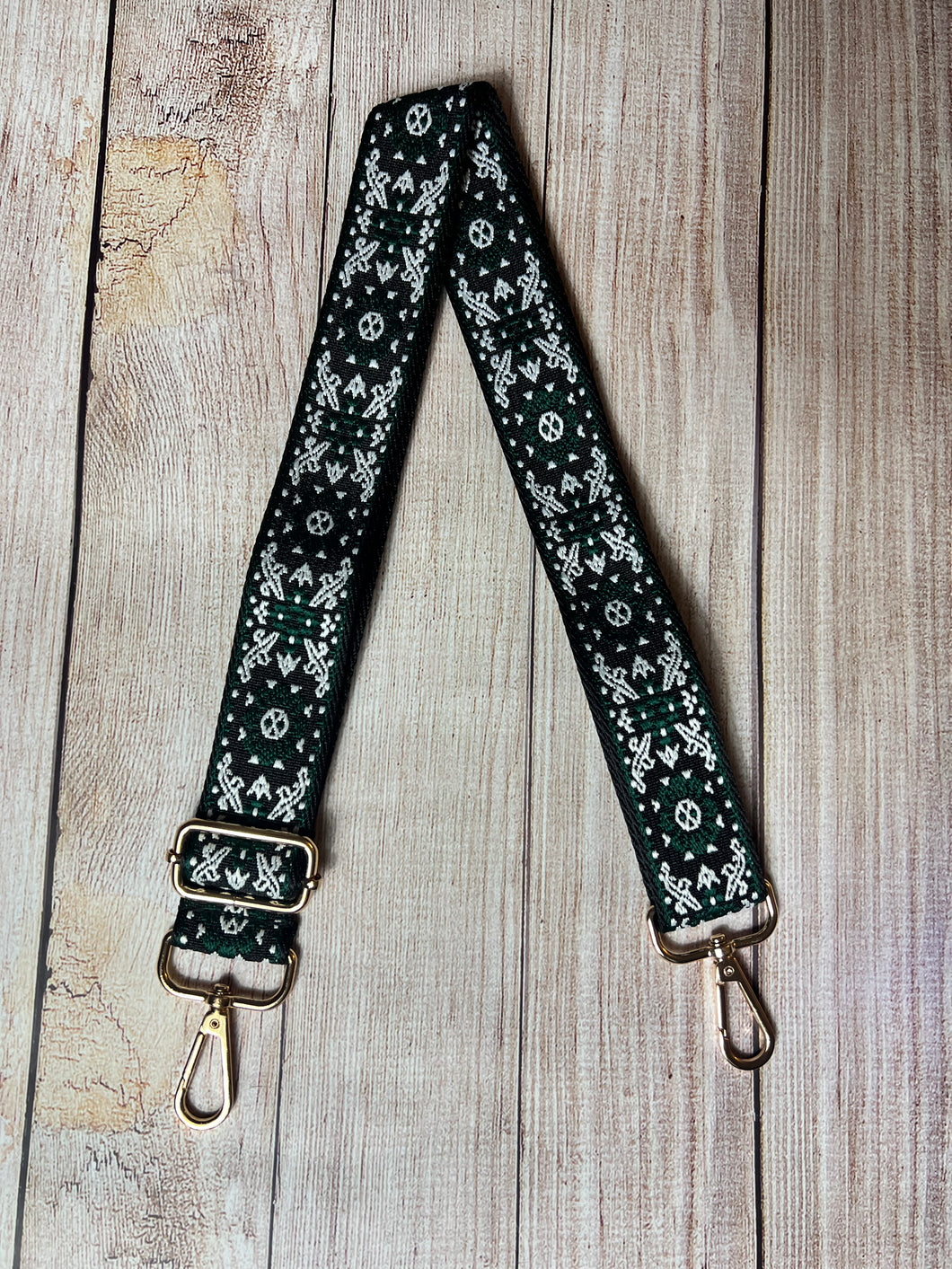 Guitar strap, black and green