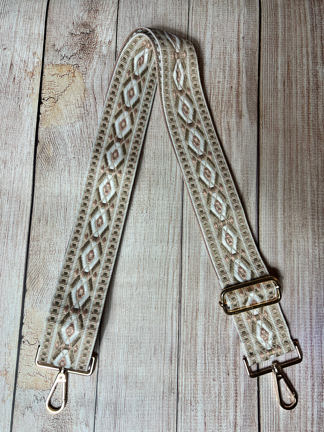Guitar strap, brown white peach