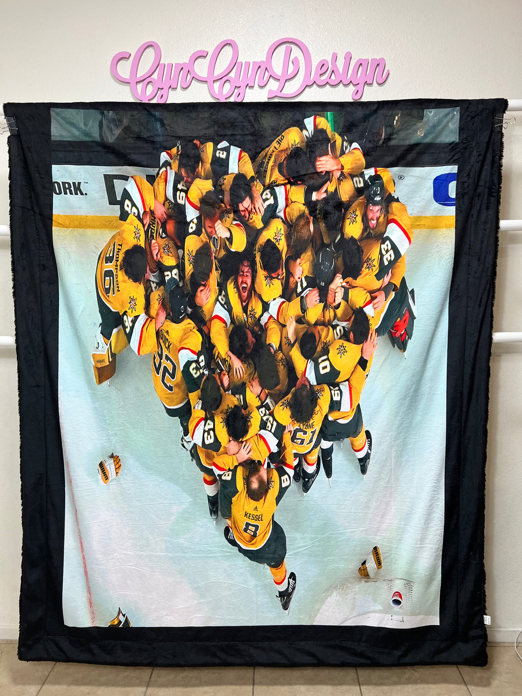 VGK heart custom print on black Vienna 58x70