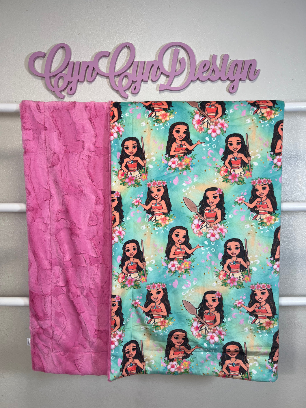 Moana custom print on bubblegum hide 60x70
