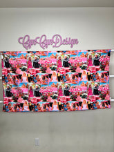 Load image into Gallery viewer, Barbie custom print on fuchsia Oxford 36x60 lap size printed horizontally ￼
