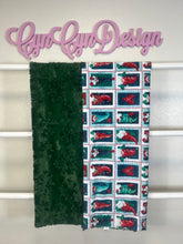 Load image into Gallery viewer, Christmas gnome stamps print on green embossed snowflakes 36x60
