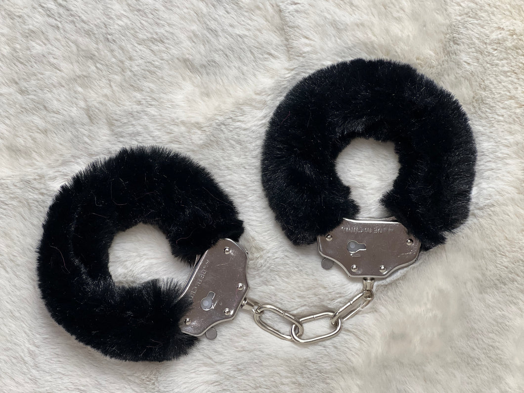 Black minky, fuzzy cuffs