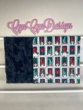 Load image into Gallery viewer, Christmas gnome stamps print on Navy dazzle hide 36x60
