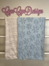 Load image into Gallery viewer, Powder embossed snowflakes on pearl Willow 50 x 60 defect (small snag stitched closed)
