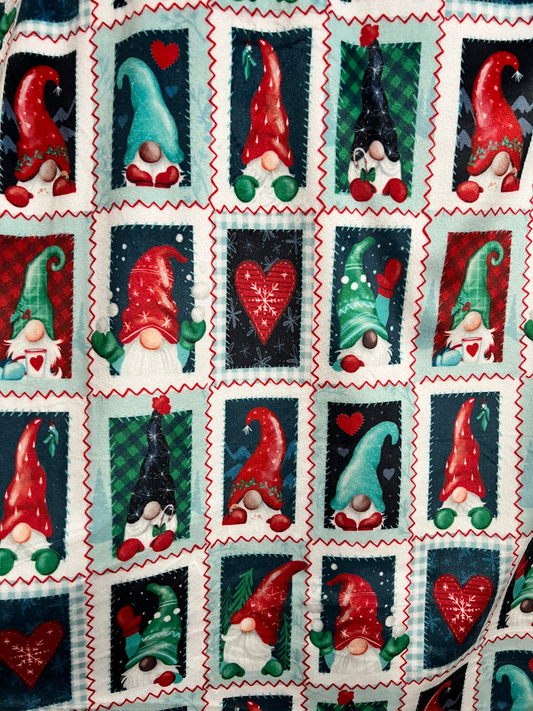 Christmas gnome stamps print 2 yards