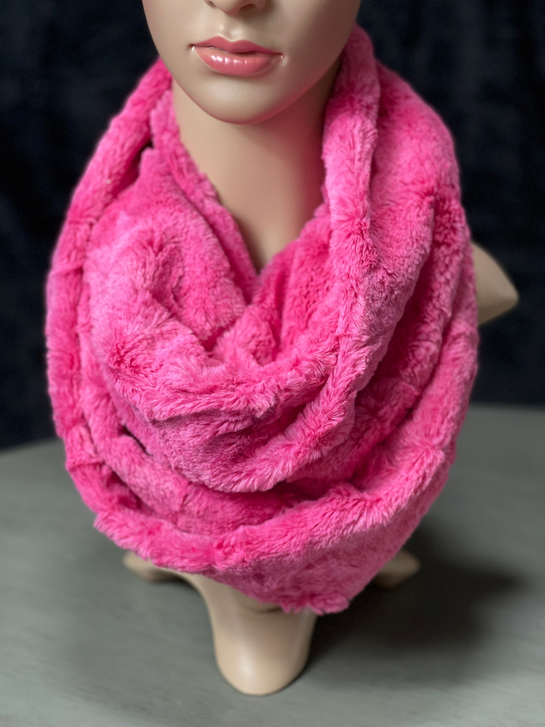 Fuchsia, heathered hide infinity scarf